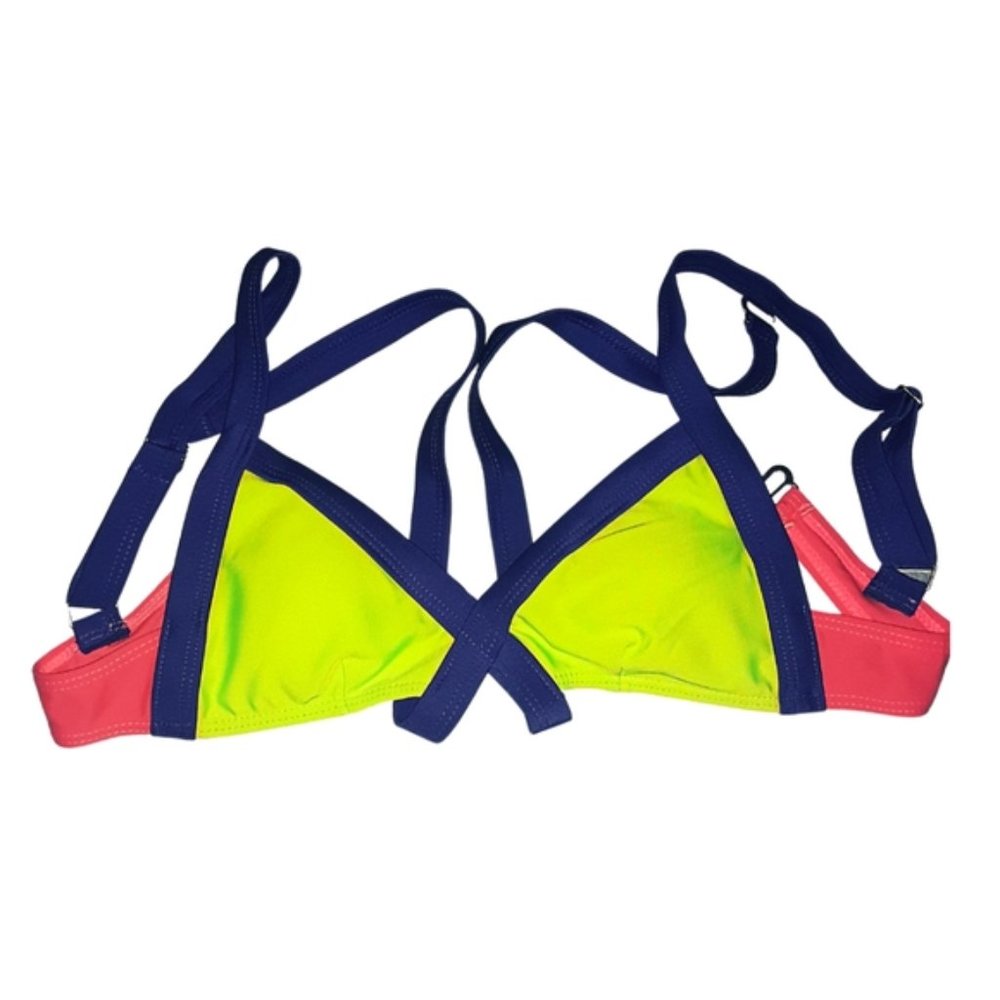 NWOT AGENT PROVOCATEUR REPLICA Strappy Cutout Neon Purple Green Coral Bikini Set - Picture 4 of 9